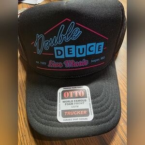 90s Vintage Black Otto Trucker Hat with Double Deuce Logo